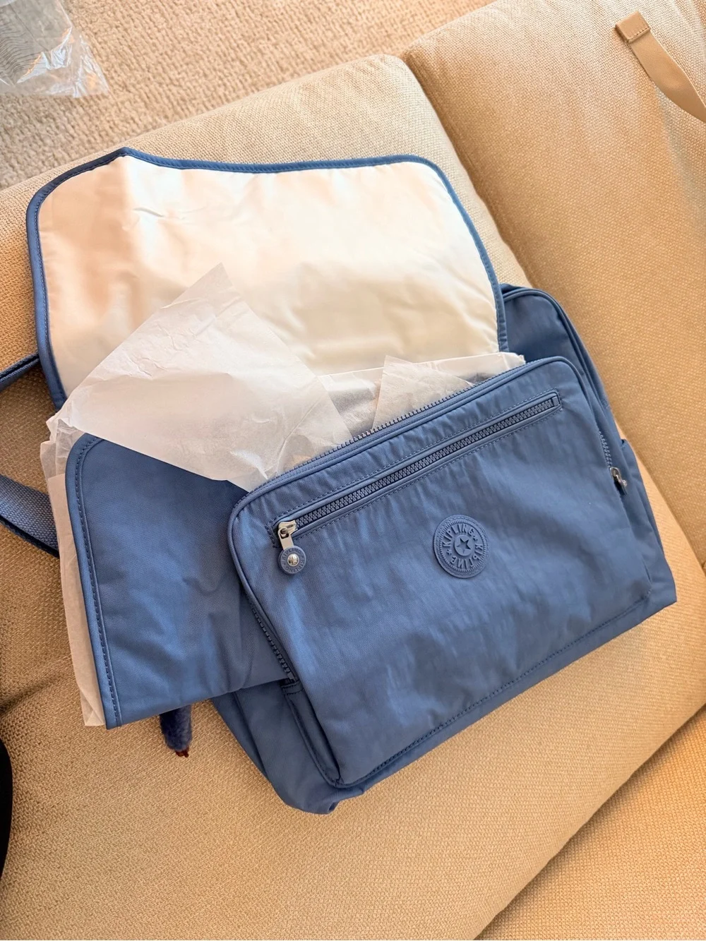 Kipling Dusty Blue Nylon Convertible Tote-Crossbody